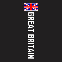 Great Britain Vertical With Flag White Text T-shirt | Artistshot