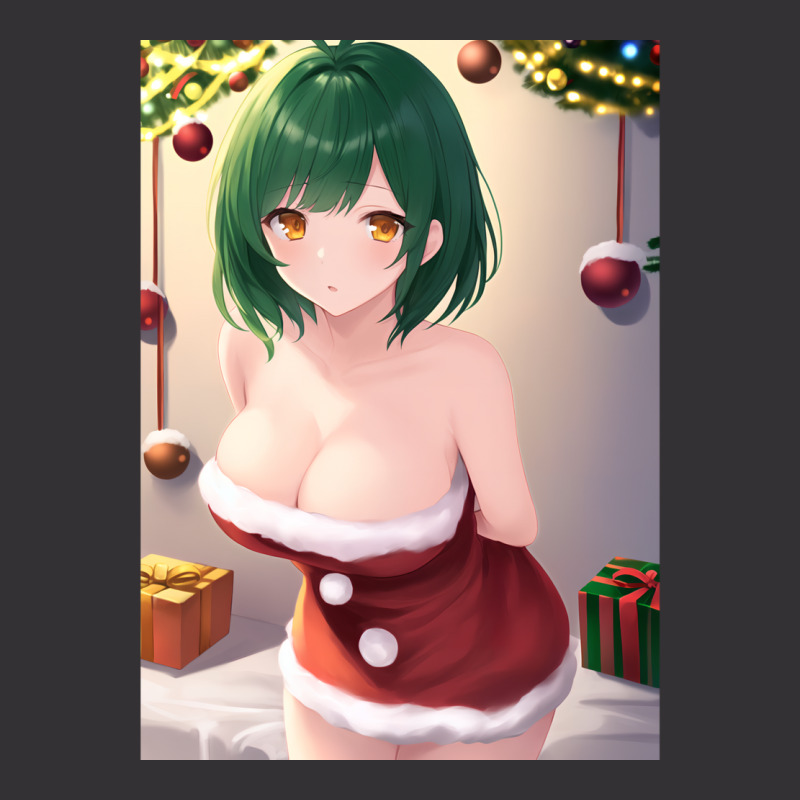 Anime Girl With Green Hair Wearing A Sexy Christmas Themed Outfit. Vintage Hoodie And Short Set | Artistshot