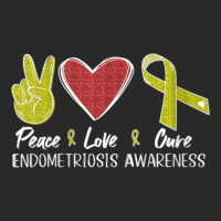 Womens Endometriosis Awareness Peace Love Cure Ribbon V Neck Printed Hat | Artistshot