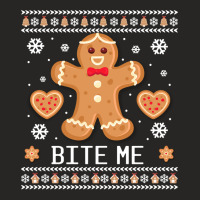 Ugly Christmas Sweater Bite Me Gingerbread Man Long Sleeve T Shirt Ladies Fitted T-shirt | Artistshot