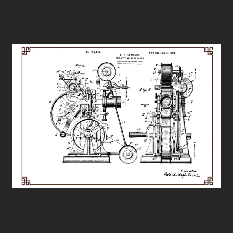 Antique Amp Vintage Patent Art 1902 Film Projector Classic Cute Cool Ladies Fitted T-Shirt by stasysdahnit | Artistshot