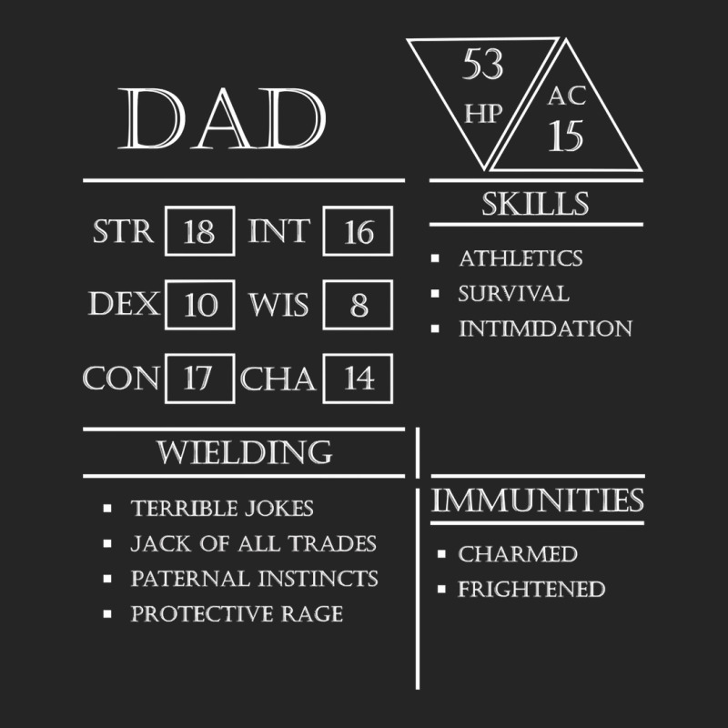 Dad Stats Character Sheet White Unisex Hoodie by DanielLopezJacuinde | Artistshot