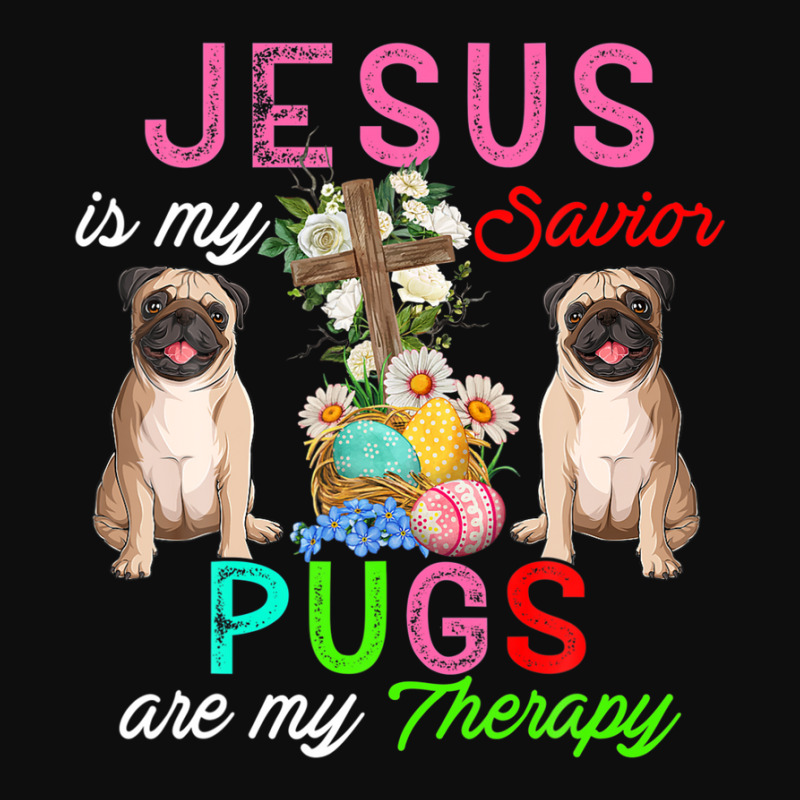 Jesus Is My Savior Pugs Are My Therapy Cute Pugs Easter Eggs Crop Top by doreaumafilak | Artistshot