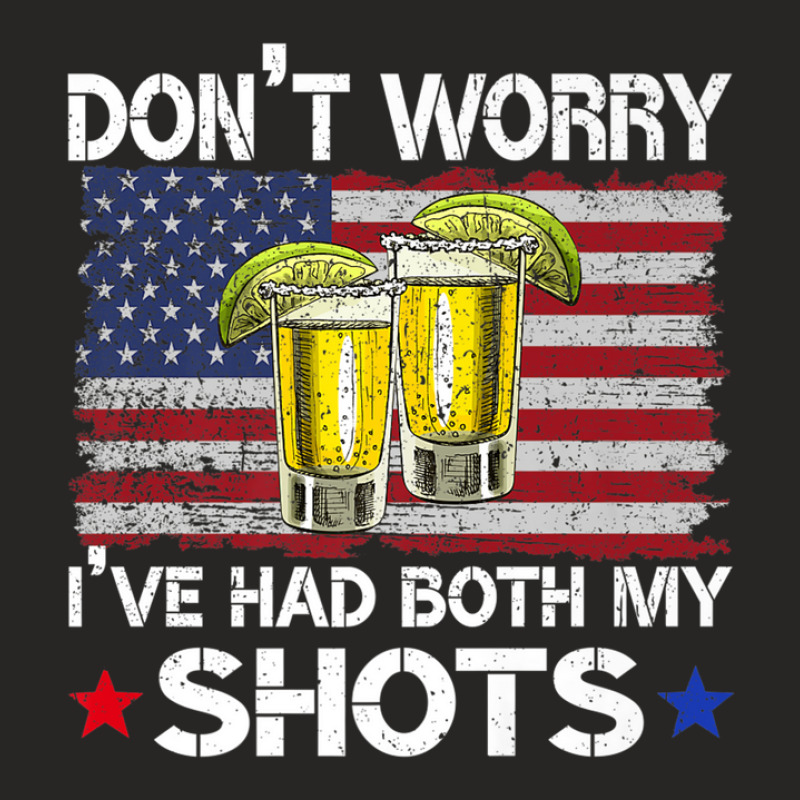 Don't Worry I've Had Both My Shots Funny Us Flag Ladies Fitted T-Shirt by asheeelaydif | Artistshot