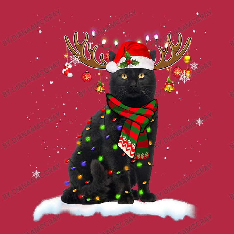 Black Cat Reindeer Christmas Light Shirt Cat Lover Christmas Champion Hoodie | Artistshot