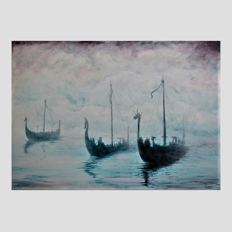 Viking Ships From The Mist  Girl Vintage Vintage V-neck Tee | Artistshot