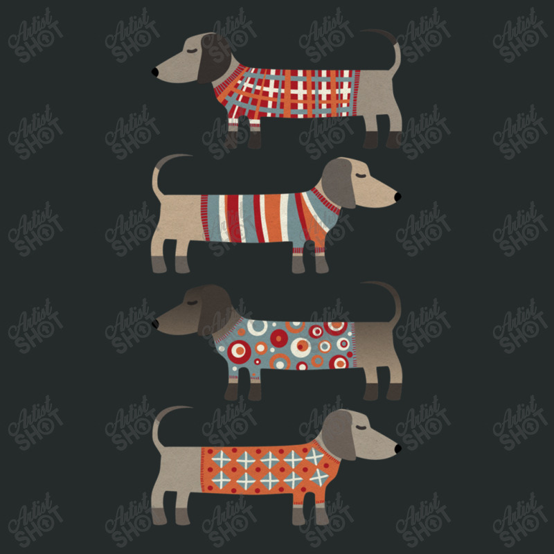 Dachshund Sausage Dogs In Sweaters Dark Women's Triblend Scoop T-shirt by PatrickDougherty | Artistshot