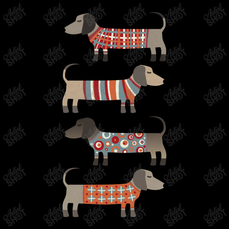 Dachshund Sausage Dogs In Sweaters Dark Women's V-Neck T-Shirt by PatrickDougherty | Artistshot