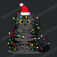 Funny Christmas Cat With Fairy Lights And A Christmas Hat Crewneck Sweatshirt | Artistshot