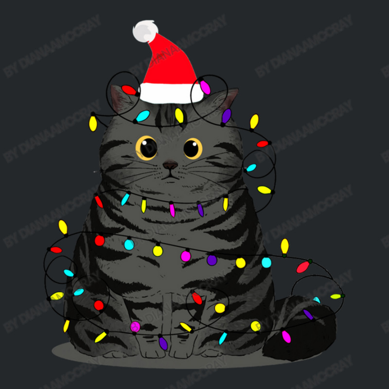 Funny Christmas Cat With Fairy Lights And A Christmas Hat Crewneck Sweatshirt | Artistshot