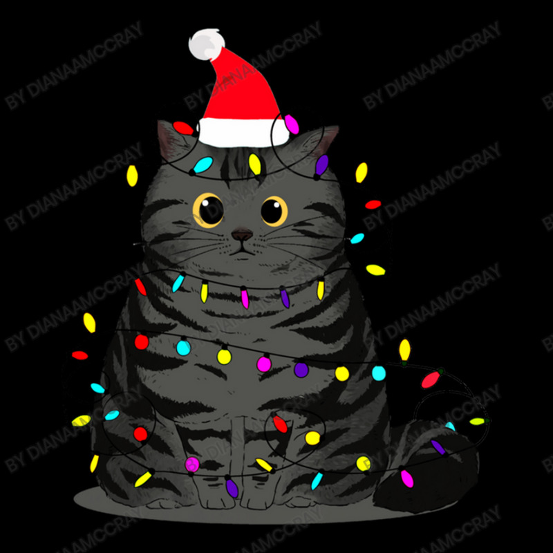 Funny Christmas Cat With Fairy Lights And A Christmas Hat Lightweight Hoodie | Artistshot