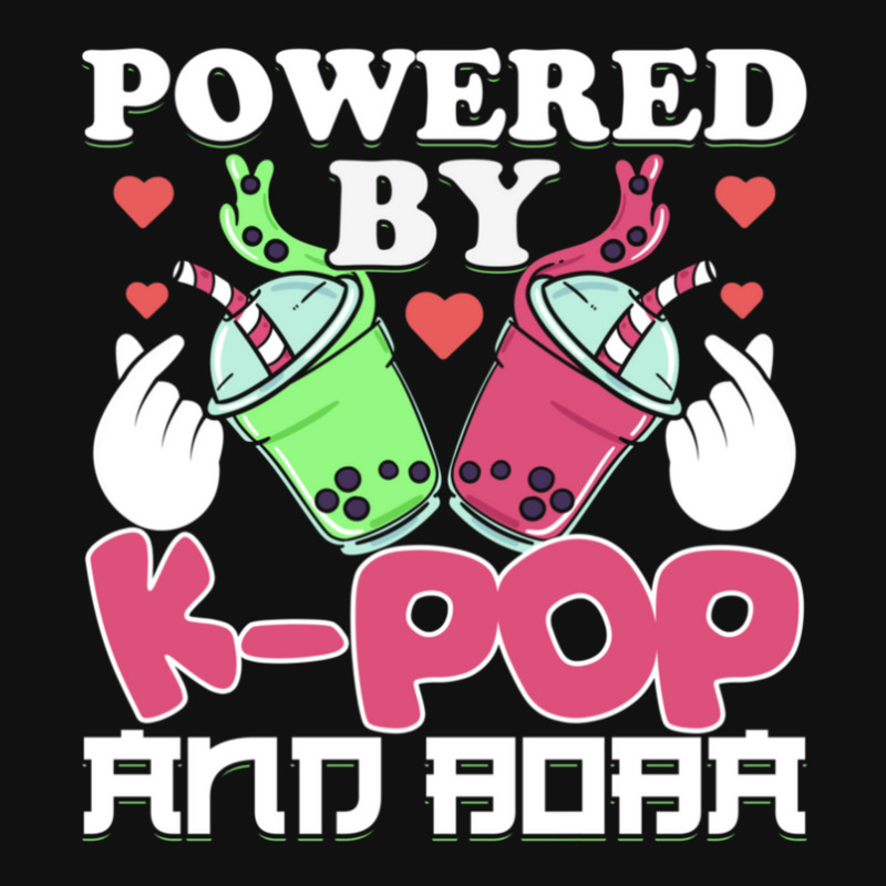 Powered By Kpop And Boba Milk Tea Kpop Finger Heart Kawaii Gift Graphic T-shirt | Artistshot