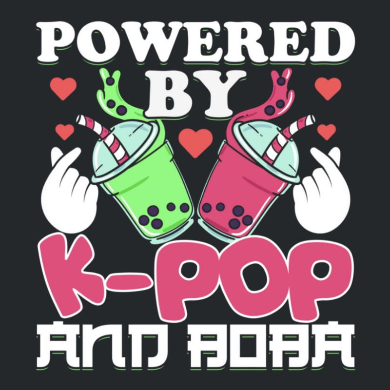 Powered By Kpop And Boba Milk Tea Kpop Finger Heart Kawaii Gift Crewneck Sweatshirt | Artistshot