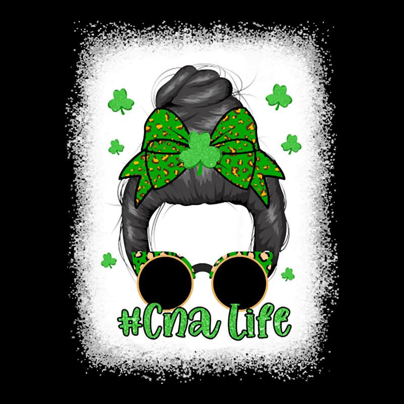 Patricks Day Green Shamrock T  Shirt Bleached Cna Life Messy Bun Leopa Long Sleeve Shirts | Artistshot