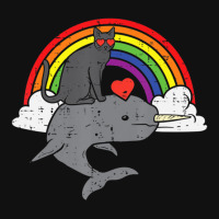 Limited Edition Black Cat Riding Narwhale Rainbow Heart Valentines Day Graphic T-shirt | Artistshot