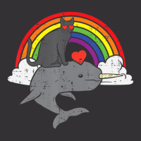 Limited Edition Black Cat Riding Narwhale Rainbow Heart Valentines Day Vintage Hoodie And Short Set | Artistshot