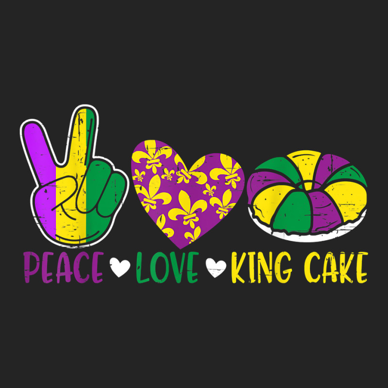 Peace Love King Cake Funny Mardi Gras Festival Party T Shirt 3/4 Sleeve Shirt | Artistshot