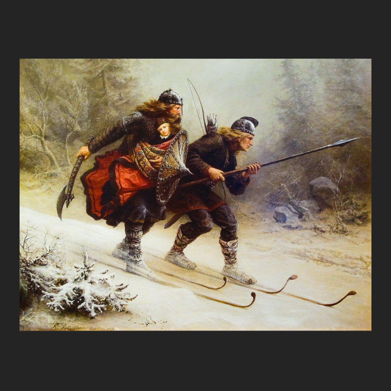 Skiing Birchlegs Crossing The Mountain With The Royal Child By Knud Be 3/4 Sleeve Shirt | Artistshot