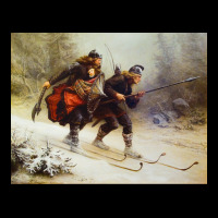 Skiing Birchlegs Crossing The Mountain With The Royal Child By Knud Be Fleece Short | Artistshot