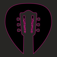 Guitar Pick With Acoustic Guitar Headstock Pink Outline Guitar Gift 1 Ladies Fitted T-shirt | Artistshot