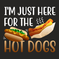 Im Just Here For The Hot Dogs Funny Fast Food Gift Sausages In Bun  1 Ladies Fitted T-shirt | Artistshot