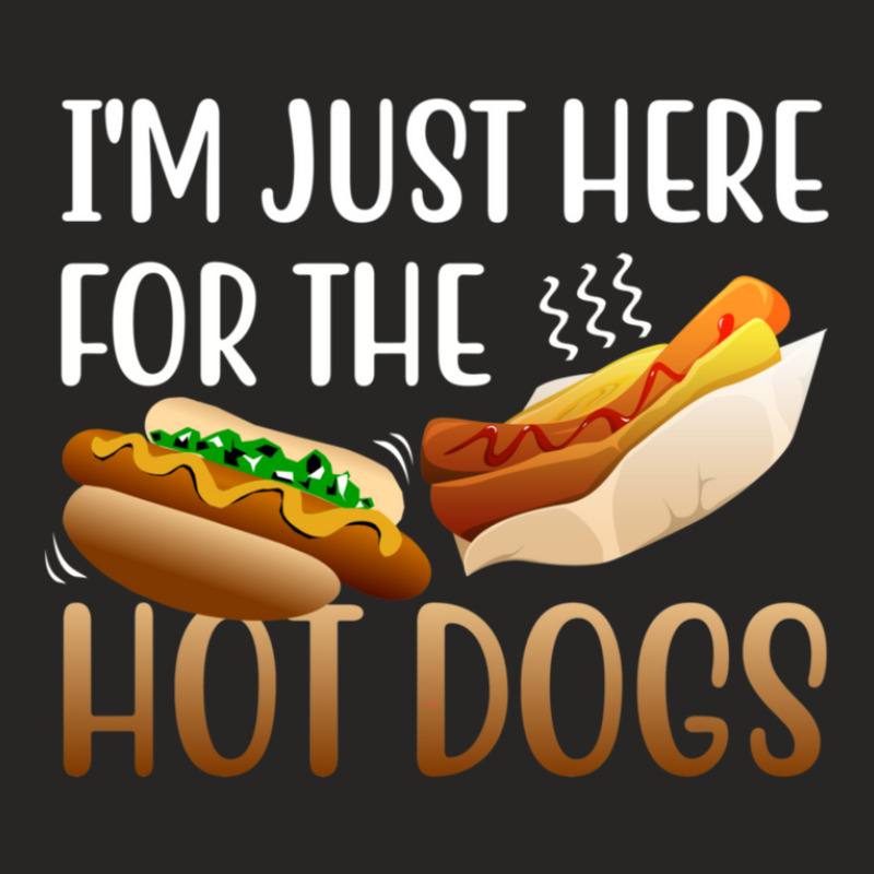 Im Just Here For The Hot Dogs Funny Fast Food Gift Sausages In Bun  1 Ladies Fitted T-Shirt by CrystalWanda | Artistshot