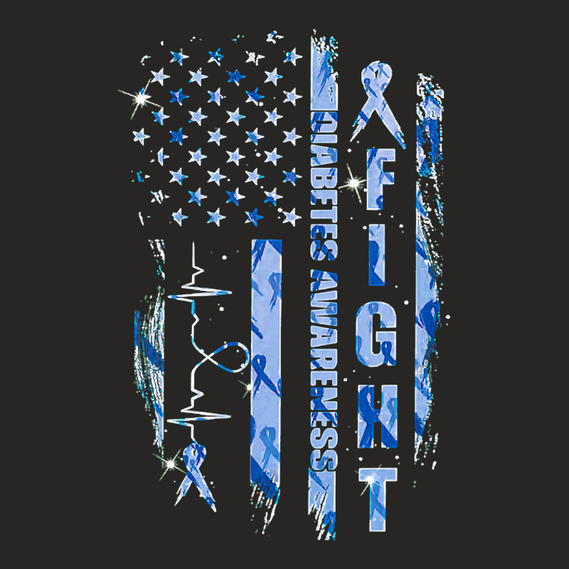 Diabetes Diabetic Fight Diabetes Awareness American Flag Distressed 15 Ladies Fitted T-Shirt by JESSICAMARTINA | Artistshot