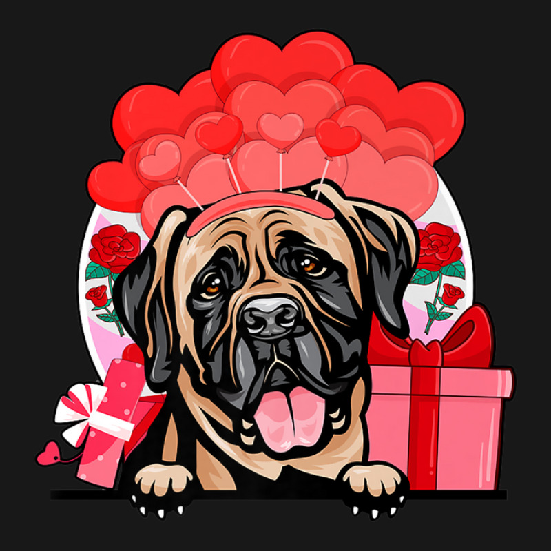 Mastiff Valentines Day Dog Hearts Balloons Flowers Flannel Shirt by martiamuracit | Artistshot