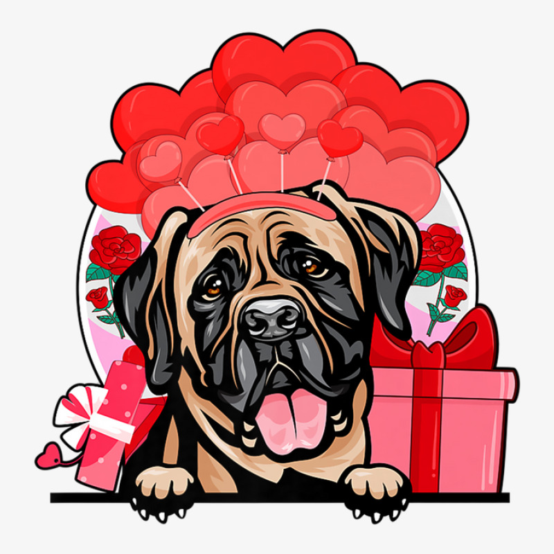 Mastiff Valentines Day Dog Hearts Balloons Flowers Champion Hoodie by martiamuracit | Artistshot