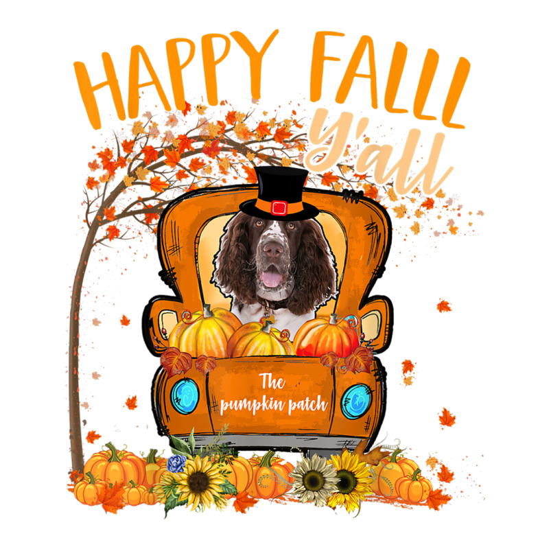 Happy Fall Y'all English Springer Spaniel Dog Truck Pumpkin T Shirt Men's T-shirt Pajama Set | Artistshot