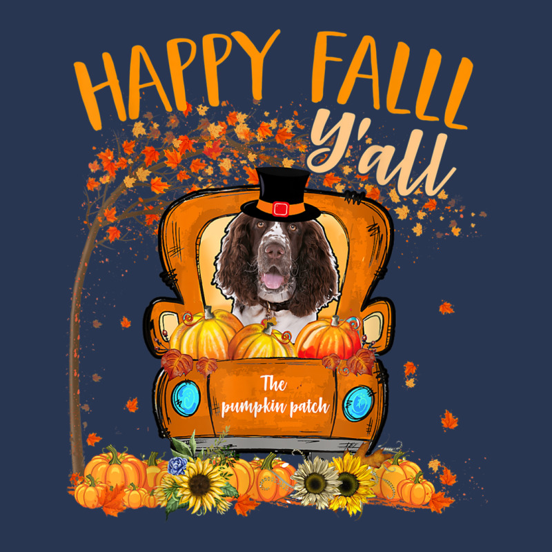 Happy Fall Y'all English Springer Spaniel Dog Truck Pumpkin T Shirt Men Denim Jacket | Artistshot