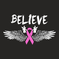 Believe Breast Cancer Angel Wing For Dark Ladies Fitted T-shirt | Artistshot