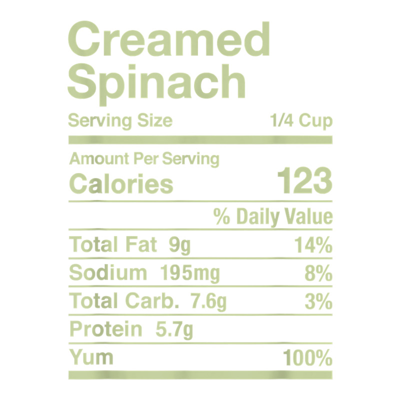 Creamed Spinach Nutrition Facts Matching T Shirt Stainless Steel Water