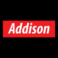 'addison' Illinois Usa White Text On A Red Background Adjustable Cap | Artistshot