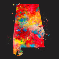 Alabama State Watercolor Map Painting - Red T-shirt | Artistshot