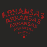 Arkansas City With Red Text Effect Ladies Fitted T-shirt | Artistshot