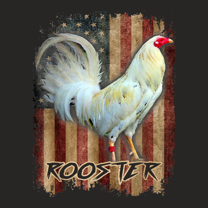 White Rooster Shirt Cock Fight Us Flag Ladies Fitted T-Shirt by SamuelTABraun | Artistshot