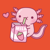 Cute Axolotl Loves Strawberry Milk Stars Nature Ladies Fitted T-shirt | Artistshot