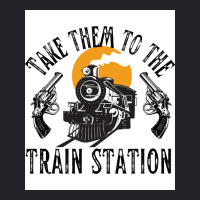 Take Them To The Train Station Poster Humor (1) Unisex Sherpa-lined Denim Jacket | Artistshot