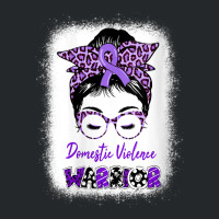 Womens Domestic Violence Awareness Warrior Purple Messy Bun V Neck T S Crewneck Sweatshirt | Artistshot