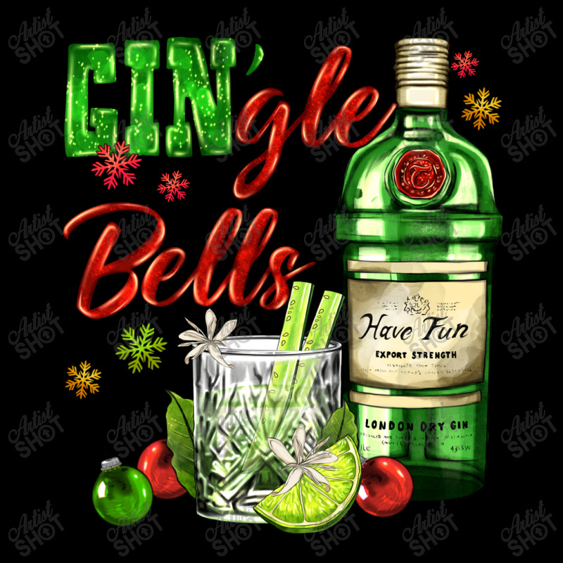 Gin`gle Bells With Bottle And Cocktail Cropped Hoodie by AdoDesignShop | Artistshot