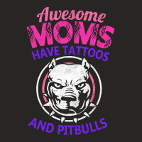 Awesome Moms Have Tattoos And Pitbulls Mother's Day Ladies Fitted T-shirt | Artistshot