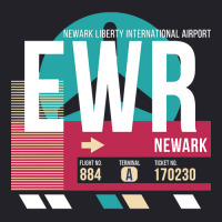 Newark, New Jersey (ewr) Airport Code Baggage Tag Unisex Sherpa-lined Denim Jacket | Artistshot