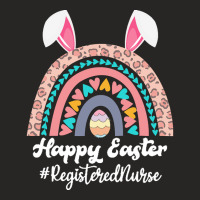 Registered Nurse Easter T  Shirt Happy Easter Rainbow Bunny Funny Regi Ladies Fitted T-shirt | Artistshot