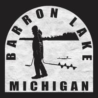 Barron Lake Ice Fishing Michigan T-shirt | Artistshot