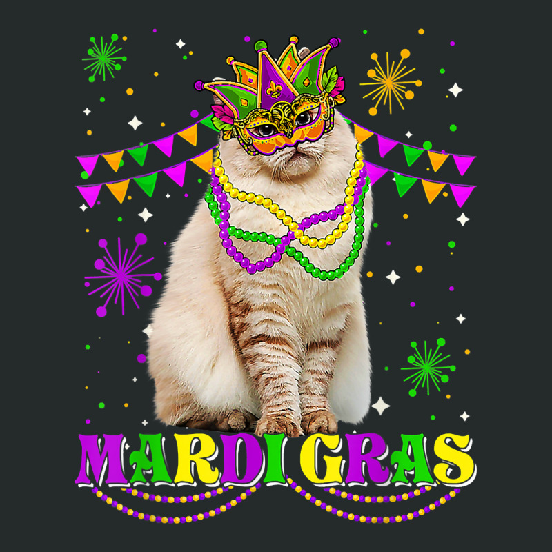 Cute Mardi Gras Cat Siberian Mask Beads Festival T Shirt Women's Triblend Scoop T-shirt by darrene68stu | Artistshot