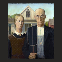 American Gothic, By Grant Wood, Oil On Beaverboard, 1930. Ladies Fitted T-shirt | Artistshot