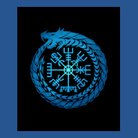 Vegvisir Jormungandr World Serpent  Green Blue Ladies Fitted T-shirt | Artistshot