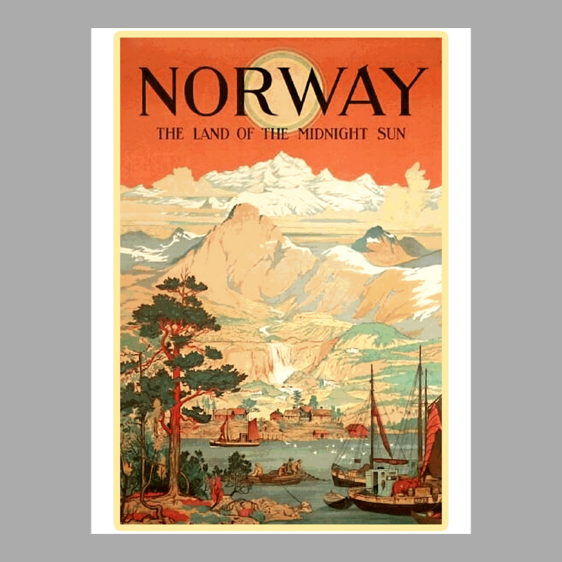 Norway The Land Of The Midnight Sun Vintage Travel  Design  Red Nature T-shirt | Artistshot