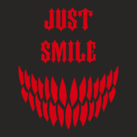 Horror Just Smile Creepy Teeth Sport Gym Fitness Life Training Trainin Ladies Fitted T-shirt | Artistshot